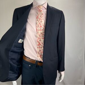 Samuelsohn 40R Navy Pinstripe Blazer - Super 120s, Surgeon’s Cuffs